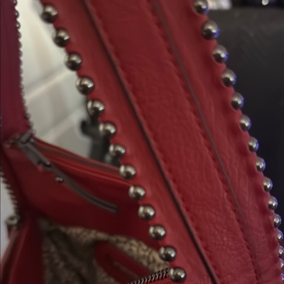 Red Studded Shoulder Bag - Picture 8 of 12